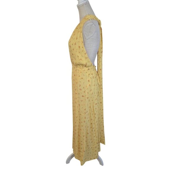 Rumored Sirena Womens Yellow Floral Halter Midi Wrap Dress - Picture 5 of 8